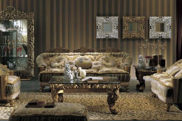 Гарнитур для гостиной в желто-коричневом цвете с металлическими деталями - mcpt/177