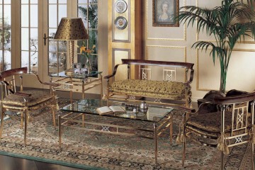 Гарнитур для гостиной с мебелью с низкими спинками и двумя стеклянными столами - mcpt/209