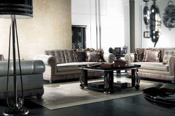 Гарнитур для гостиной с кожаной мягкой мебелью и квадратным столом - mcpt/71