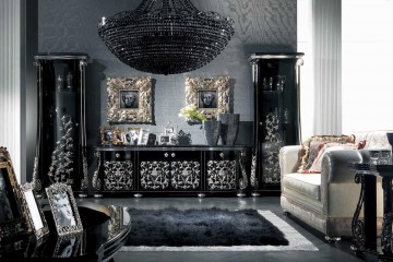 Гарнитур для гостиной с мягкой светлой мебелью и черной мебелью из дерева - mcpt/84