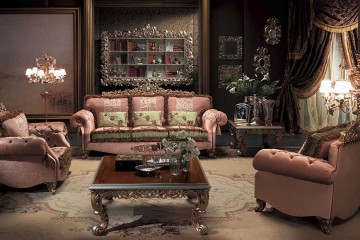 Гарнитур для гостиной в розово-коричневом цвете, украшенный литьем - mcpt/117