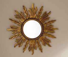 Круглое настенное зеркало с золоченной рамой - msvgf/0107