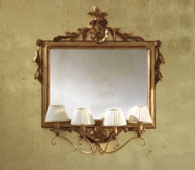 Оригинальное прямоугольное зеркало с бра в бронзовых тонах - msvgf/0221