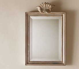 Лаконичное светло-серое зеркало прямоугольной формы с резным узором - msvgf/0108