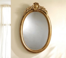 Овальное золотистое зеркало с резными узорам - msvgf/0113