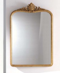 Прямоугольное зеркало в узкой раме светло-золотого цвета с резьбой - msvgf/0080