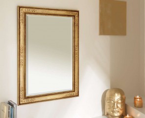 Классическое прямоугольное зеркало в коричневых тонах с рисунком - msvgf/0057