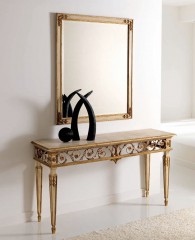 Лаконичное прямоугольное зеркало светлого дерева с резной отделкой - msvgf/0392