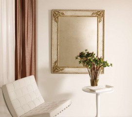 Прямоугольное зеркало в светлой, искусственно состаренной, раме - msvgf/0078