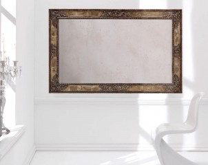Элегантное зеркало в прямоугольной темной раме с резными узорами - msvgf/0165