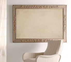 Изящное прямоугольное зеркало в серо-коричневой раме с цветочным узором - msvgf/0065