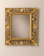 Элегантное прямоугольное зеркальце в золоченной резной раме - msvgf/0095