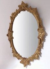 Элегантное овальное зеркало с резной светло-коричневой рамой - msvgf/0161