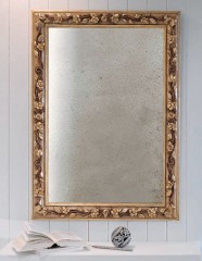 Прямоугольное зеркало в раме карамельного цвета с резными ветвями - msvgf/0172