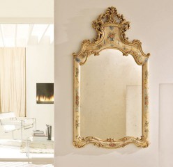 Изящное прямоугольное зеркало с волнистыми краями в расписной раме - msvgf/0139