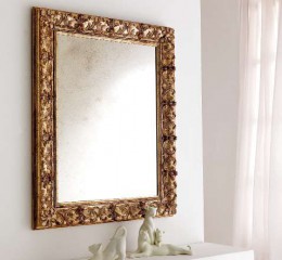 Эффектное прямоугольное зеркало с объемной резной рамой - msvgf/0066
