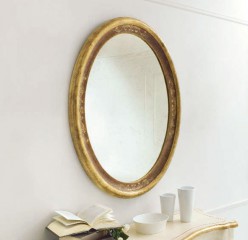 Светлое овальное зеркало с рамой в коричневых тонах - msvgf/0184