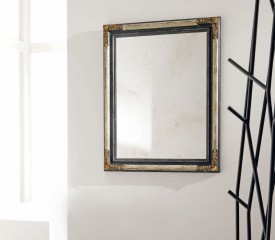 Оригинальное зеркало в раме бело-черных тонов с золотой отделкой - msvgf/0178