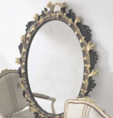 Овальное резное зеркало с черно-белой отделкой - msvgf/0054