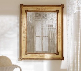 Классическое прямоугольное зеркало кофейного цвета с тонким узором - msvgf/0049