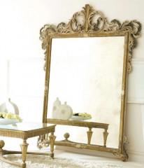 Прямоугольное напольное зеркало коричневого цвета с бело-черной отделкой - msvgf/0051