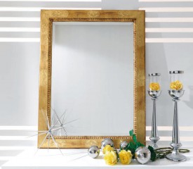Прямоугольное зеркало светло-золотистого цвета с фактурным узором - msvgf/0168
