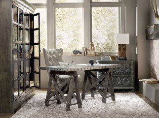 Темный кабинет с декорированной офисной тумбой - hkf/0337