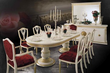 Светлая столовая декорирована золотыми элементами - mcnds/0182