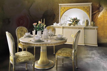 Элегантная столовая в теплых бежево-золотистых тонах - mcnds/0189