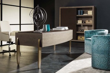 Бежевый кабинет с бирюзовыми бархатными креслами - mlb/458