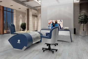 Дизайнерский кабинет в синих и серых тонах - fmi/173