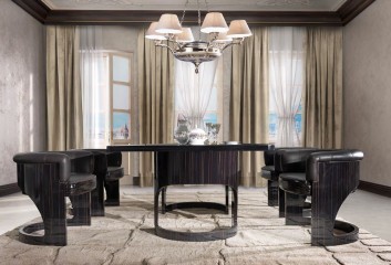 Черный стул с кожаным сиденьем на деревянном каркасе - fmi/415