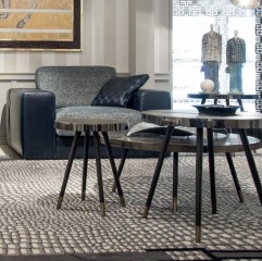 Темно-серый столик с кожаной столешницей - fmi/197