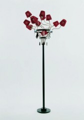 Торшер с 12 красными плиссированными абажурами - pzg/290