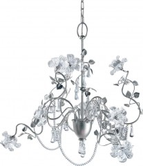 Серебристая люстра со стеклянными цветами - pzg/376