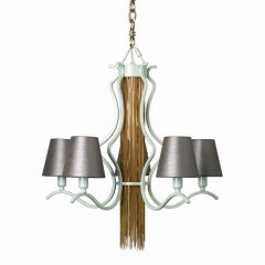 Люстра на фигурном белом каркасе с 5 коричневыми плафонами - pzg/177