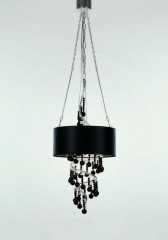 Компактная черная люстра с подвесками из прозрачного и тонированного стекла - pzg/328
