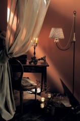 Дизайнерский торшер с плафоном из шелка и венской соломы - pzg/443