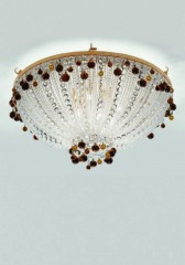 Круглая люстра из стеклянных гирлянд с шарами янтарного оттенка - pzg/347