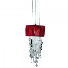 Люстра с коричневым плиссированным абажуром и стеклянными подвесками - pzg/237