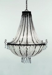 Классическая люстра из стеклянных бус на темном каркасе - pzg/314