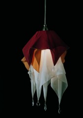Дизайнерская трехцветная шелковая люстра со стеклянными кристаллами - pzg/240