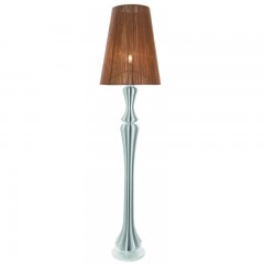 Торшер с коричневым абажуром на фигурной белой ножке - pzg/160