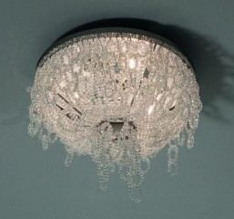 Люстра с круглым плафоном из стеклянных цепей - pzg/020