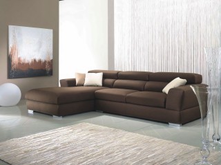 Коричневый угловой диван с двойной спинкой - mmego/0667