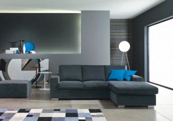 Серый трехместный диван на светлых низких ножках - mmego/0668