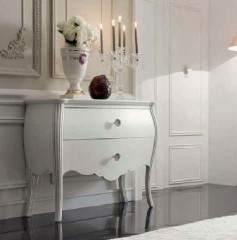 Белая тумба с фигурным краем и резными ножками - mmego/0557