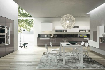 Гарнитур для кухни в серо-белых тонах с глянцевыми фасадами - msilm/0058