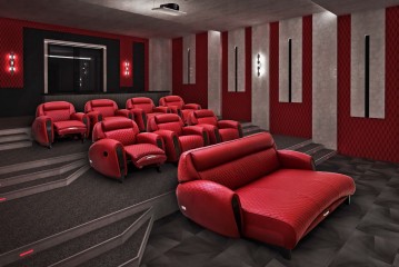 Красное кожаное кресло-реклайнер - fmi/650