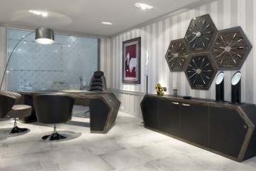 Черный кабинет с мебелью в кожаной отделке - fmi/168